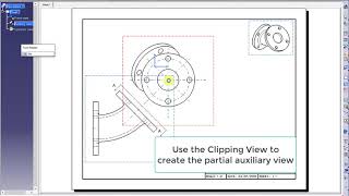 Auxiliary view in CATIA drawing [upl. by Atirrehs]