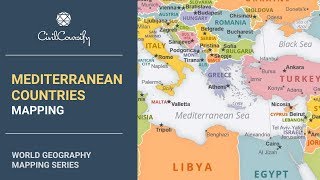 MEDITERRANEAN COUNTRIES  World Geography Mapping [upl. by Mungam]