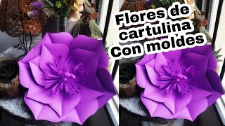 Como hacer flores en papel cartulina con moldes [upl. by Auqinal]