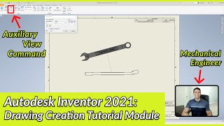 Auxiliary View Command  Autodesk Inventor Drawing Tutorial  Autodesk Inventor 2021 IN DEPTH [upl. by Yevoc]