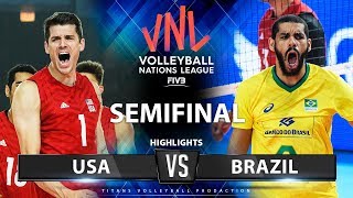 USA vs Brazil  SEMIFINAL  Highlights  Mens VNL 2019 [upl. by Adlaremse]