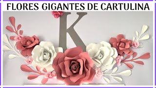 FLORES GRANDES DE CARTULINA Para Decorar  FÁCILES DE HACER [upl. by Heyes]