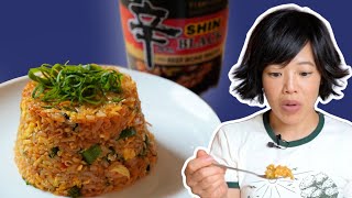 🍜 How to Make INSTANT RAMEN FRIED RICE 🍚 [upl. by Arrotal]