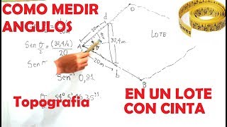 COMO MEDIR ÁNGULOS CON CINTA Topografía [upl. by Strait]