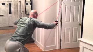 How to do modified pullups with a resistance band and a door My Chemo training program [upl. by Lehplar]