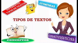 TIPOS DE TEXTOS CONCEPTO ESTRUCTURAS Y CARACTERÍSTICAS [upl. by Doloritas115]