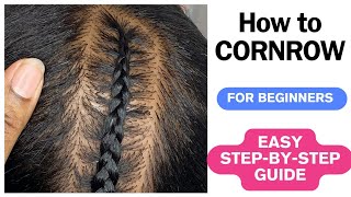 HOW TO CORNROW for beginners VERY EASY amp DETAILED  how to french braid [upl. by Hornstein69]