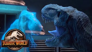 T Rex Rexy roars at her hologram Jurassic World Camp Cretaceous Season 2 [upl. by Malachi817]