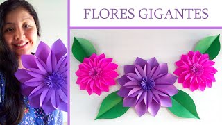 DIY  FLORES gigantes de papel  FLOR para decorar  paper flower  Muy Lindas 🌺 [upl. by Trakas343]