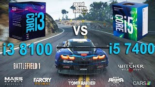 i3 8100 vs i5 7400 Test in 8 Games GTX 1060 [upl. by Acinoda]