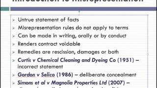 Misrepresentation Lecture 1 of 4 [upl. by Gurevich]