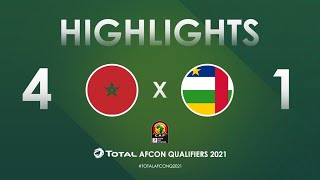 HIGHLIGHTS  Total AFCON Qualifiers 2021  Round 3  Group E Morocco 41 Central African Republic [upl. by Martinez]