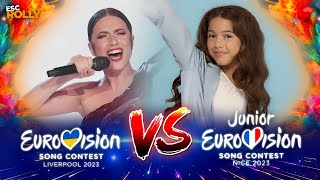 Eurovision VS Junior Eurovision 2023  BATTLE By Country [upl. by Carrick]