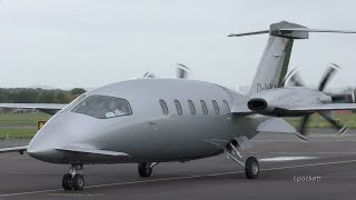 Piaggio Avanti P180 DINKY  Close upShut downStart upTake off  Gloucestershire Airport [upl. by Atterbury]