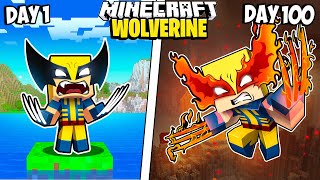 I Survived 100 Days as WOLVERINE in Minecraft [upl. by Ardnayek]